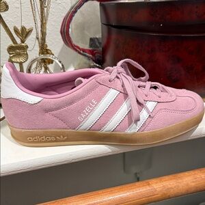 adidas Gazelle Women’s Pink Suede Sneakers with White Stripes